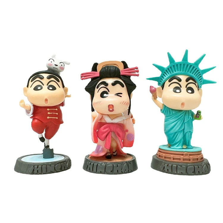 Japanese Anime Funny Cartoon Crayon Shin-chan Action Figure Car Pendant Table Birthday Party Cake Decoration Action Figures