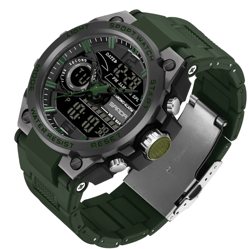 OEM Sanda часы 9010 Новые 30 м водонепроницаемые с двойным временем аналогово-цифровой механизм уличные многофункциональные мужские наручные