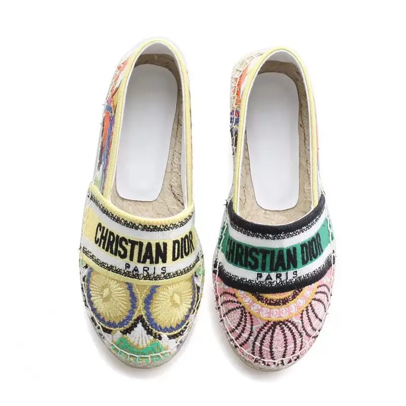 Самые Модные женские тканые трикотажные материалы; Удобные стельки из джута; Роскошные брендовые Эспадрильи на плоской подошве по индивидуальному заказу