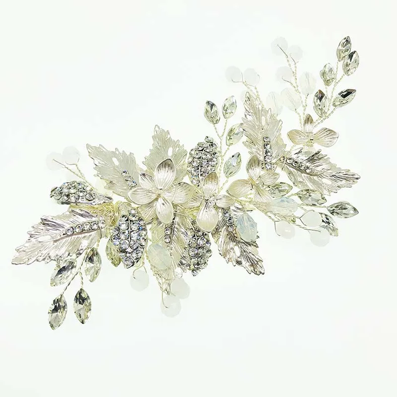 SHSS3015 Fashion Handmade Alloy Flower Wedding Accessories Pearl Crystal Bride Hair Comb