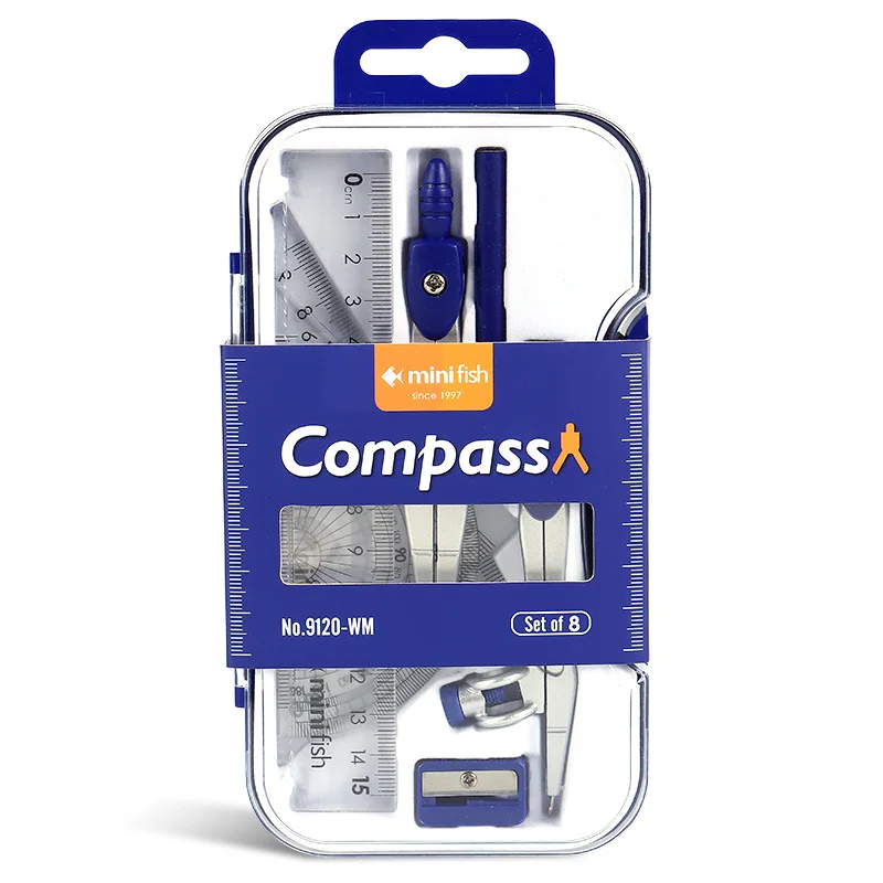 9pcs math set instruments professional drawing compass geometry box set geomrtic tools mathematical tool