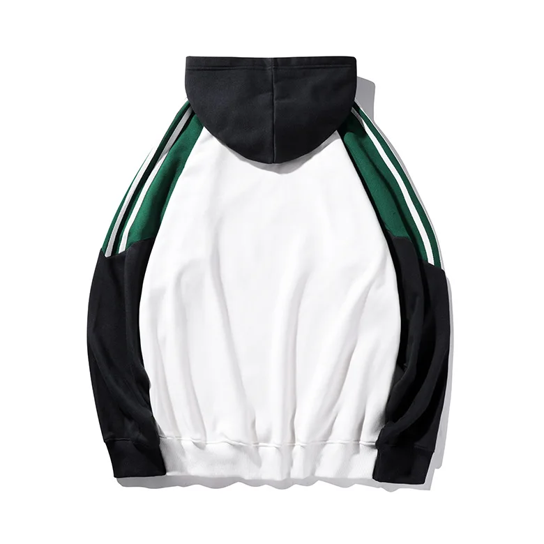 fleece sweatshirt 350g cotton non-tumbling Hong Kong style trend color-block sleeve puller sports fitness sweat