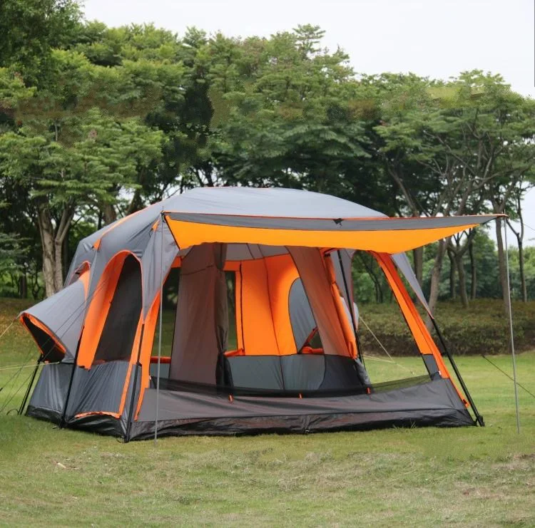 Large Family 3 Rooms Camping Tent Outdoor 8-12 Persons Luxury Tent For Camping Hiking Leisure Time Waterproof Tent