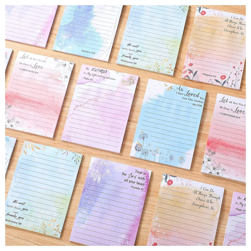 Best selling lined notepad 4*5 inches self adhesive note 30 pages colorful floral sticky notes