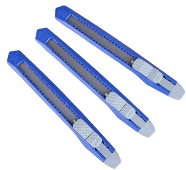 Cheap Retractable Plastic Art Cutter for Office School Use Paper Utility Cutting Sharpe Blade Knife