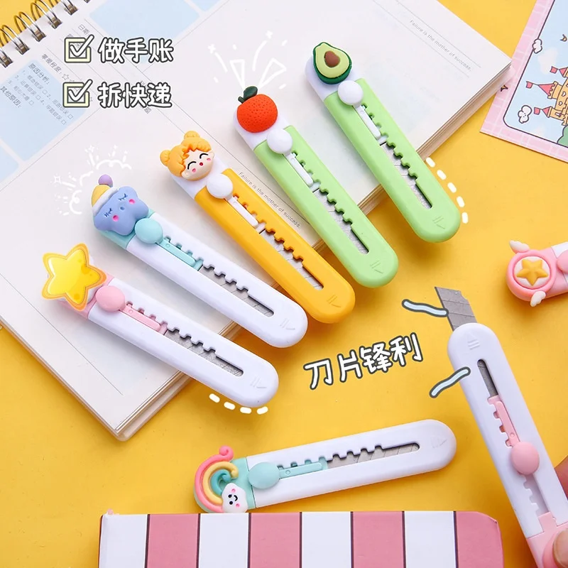 School office safety paper cutting crafts cartoon cute retractable utility knife
