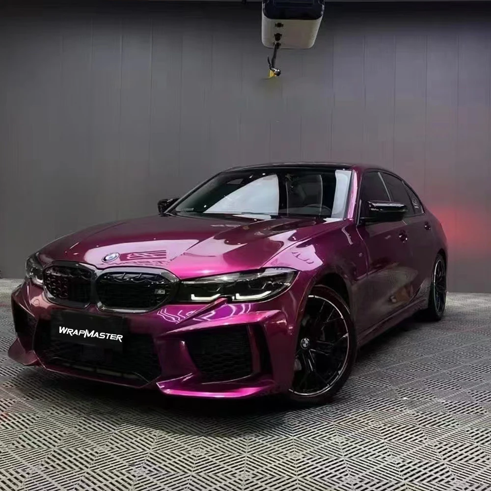 WRAPMASTER 1.52*18metre pearl grape purple gloss original paint car full metallic auto vinyl wrap
