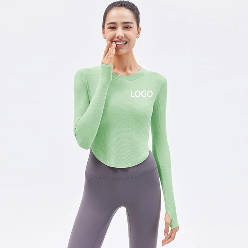 Women Long Sleeve Round Neck T-Shirt Spring and Autumn New Irregular Hem Slim Casual Top Girl Bottom T-Shirts