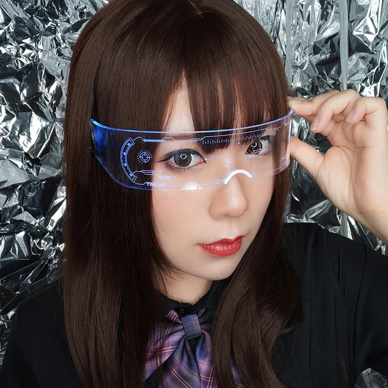 Hot Sales Bar Disco Party LED Luminous Sunglasses Cyberpunk Future Science And Technology Sense Glasses Sunglasses