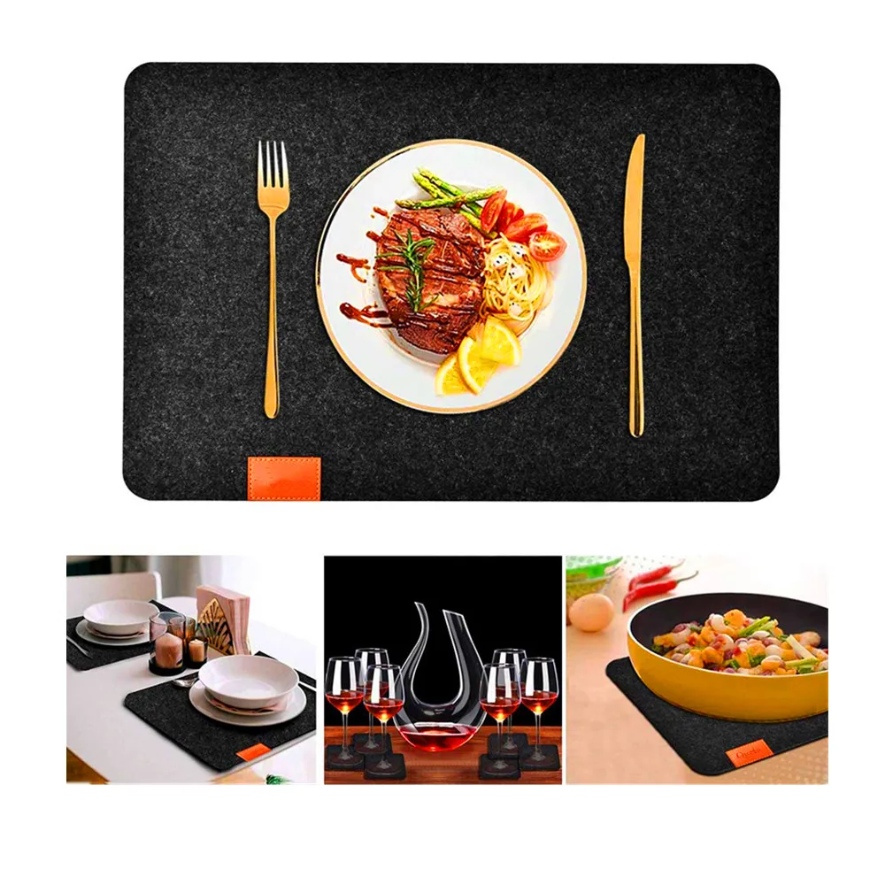 Felt and Leather Design  Elegant Placemat Pad Dining Table Mat Decor Mat Heat Insulation Placemats