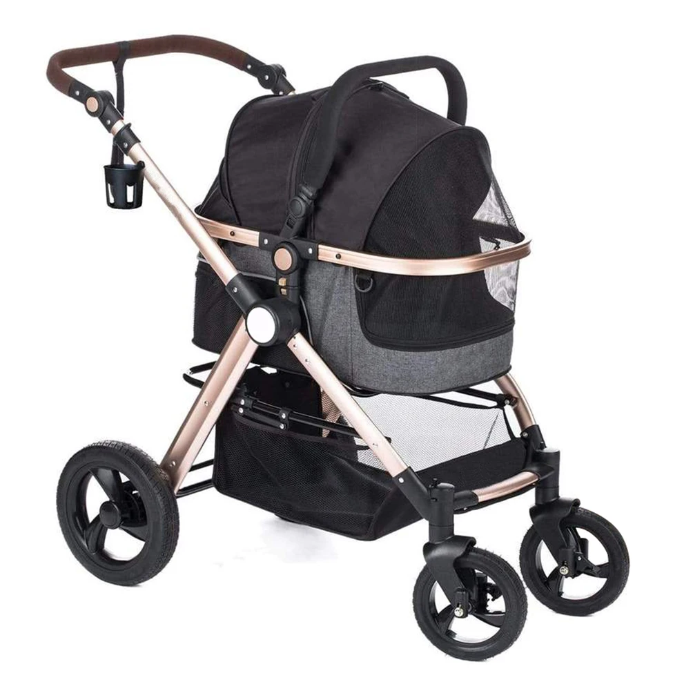 Factory Wholesale Custom Folding Luxury 4 Wheel Double Cheap Cat Dog Pet Stroller