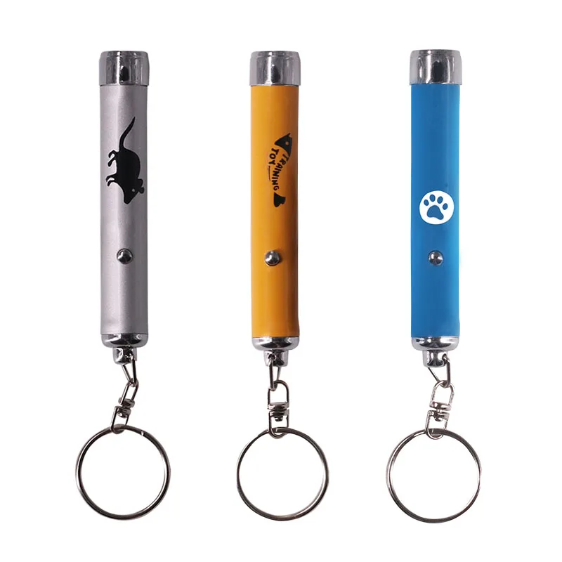 Wholesale Direct Supply Customized Projection LED Torch with Keyring Metal  LED Projector Keychain with Pet Training