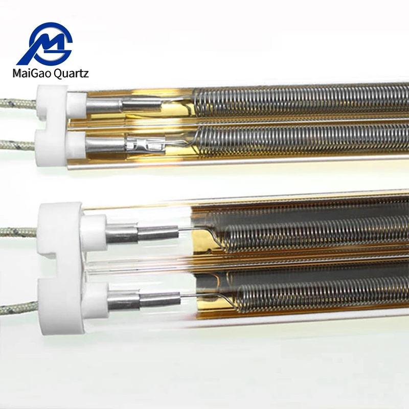 Gold Reflector Double  Quartz Infrared Halogen Heating Lamp Twins Tube IR Lamps 11*23/15*33