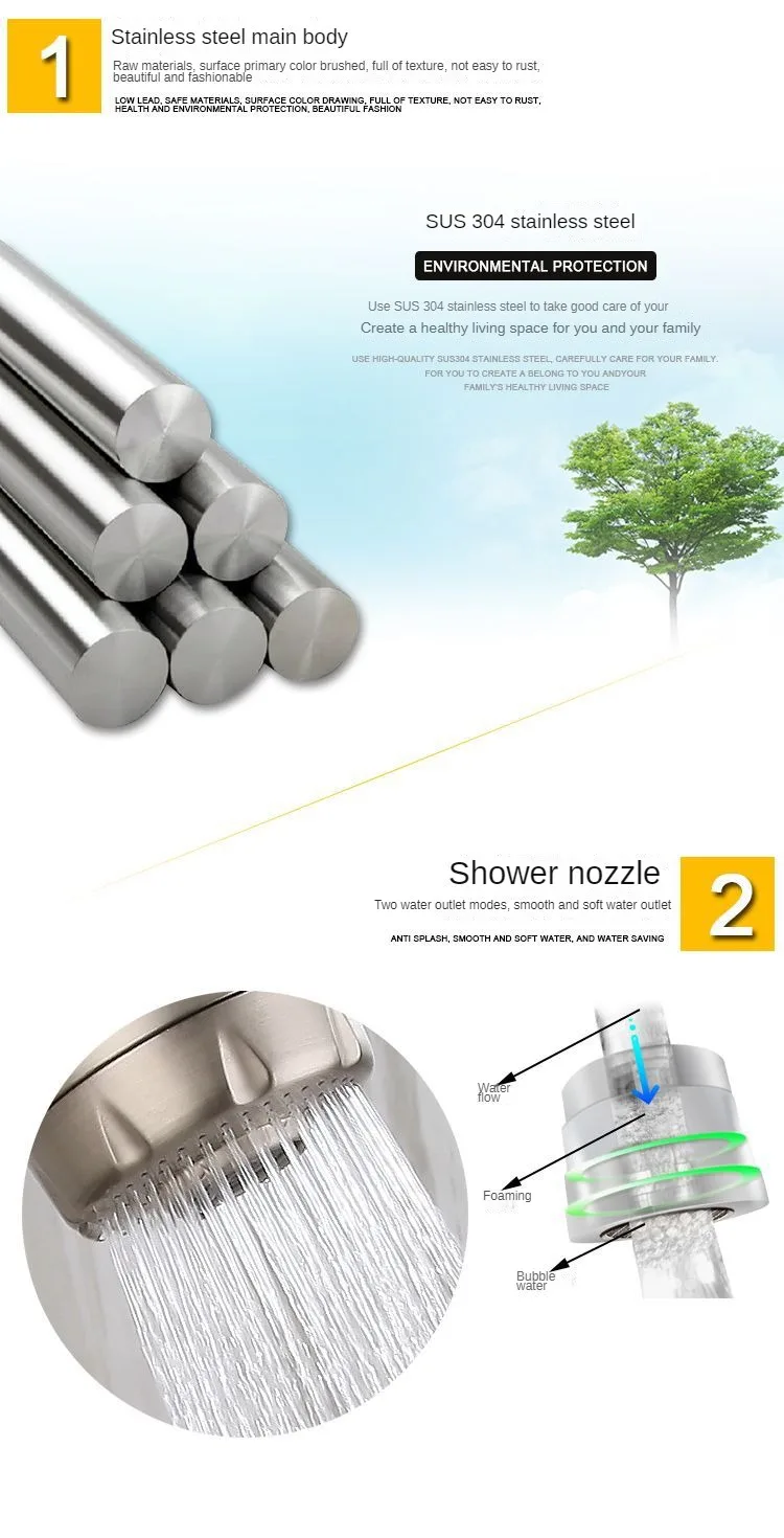 304 Stainless Steel Hot and Cold Double Hole Sink Universal Pipe Shower Water Rotary Kitchen Faucet