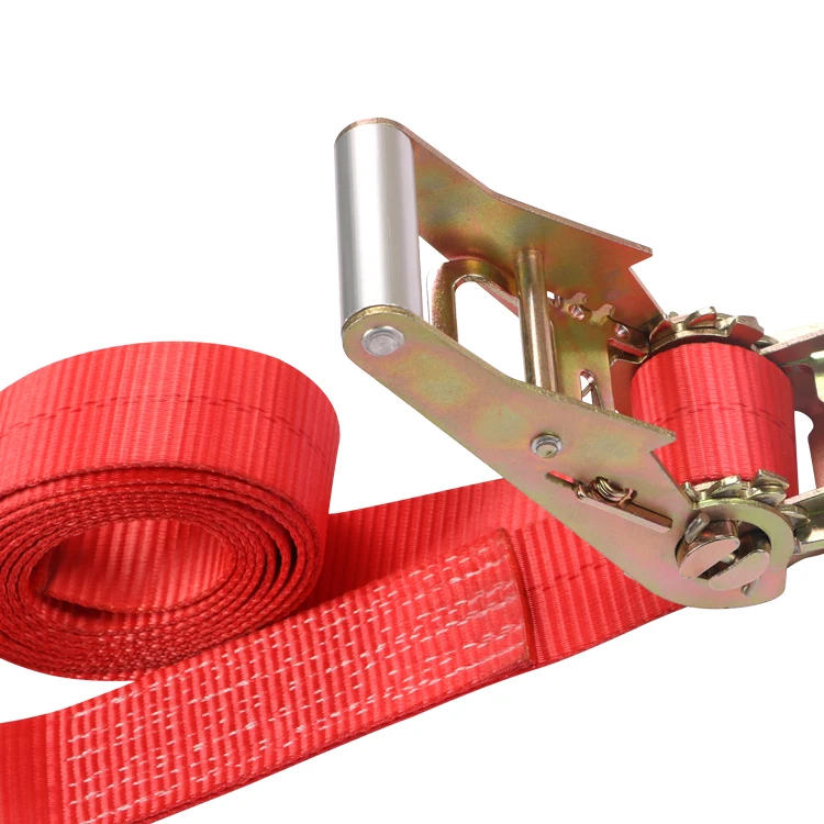 Ratchet Tie Down Strap For Truck Red Polyester Webbing Ratchet Lashing Heavy Duty Strap Tie Down