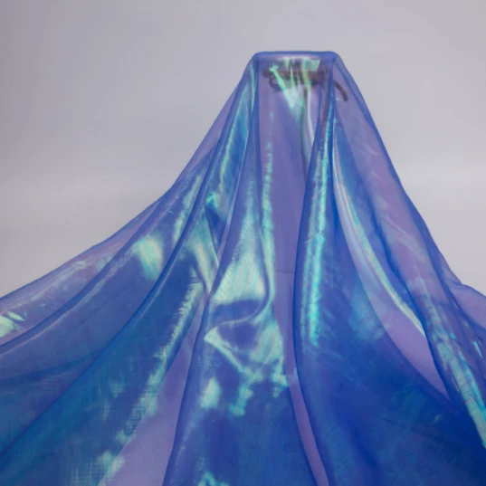 
plain iridescent organza rainbow organza fabric for decoration and costume dress 