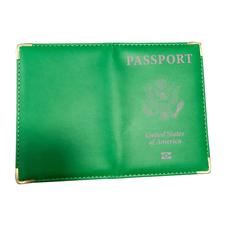 2023 Big Discount Wholesale Promotion Green Imprint USA PU Passport Case Leather Passport Holder Passport Cover