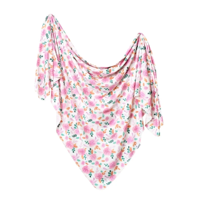New popular Baby 100% Organic bamboo blanket  baby adjustable easy swaddle blanket watercolor flower