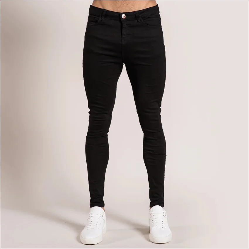 Dropshipping Stock Mens Jeans Full Pant Stretch Solid Slim Fit Custom Jeans Men Denim Skinny
