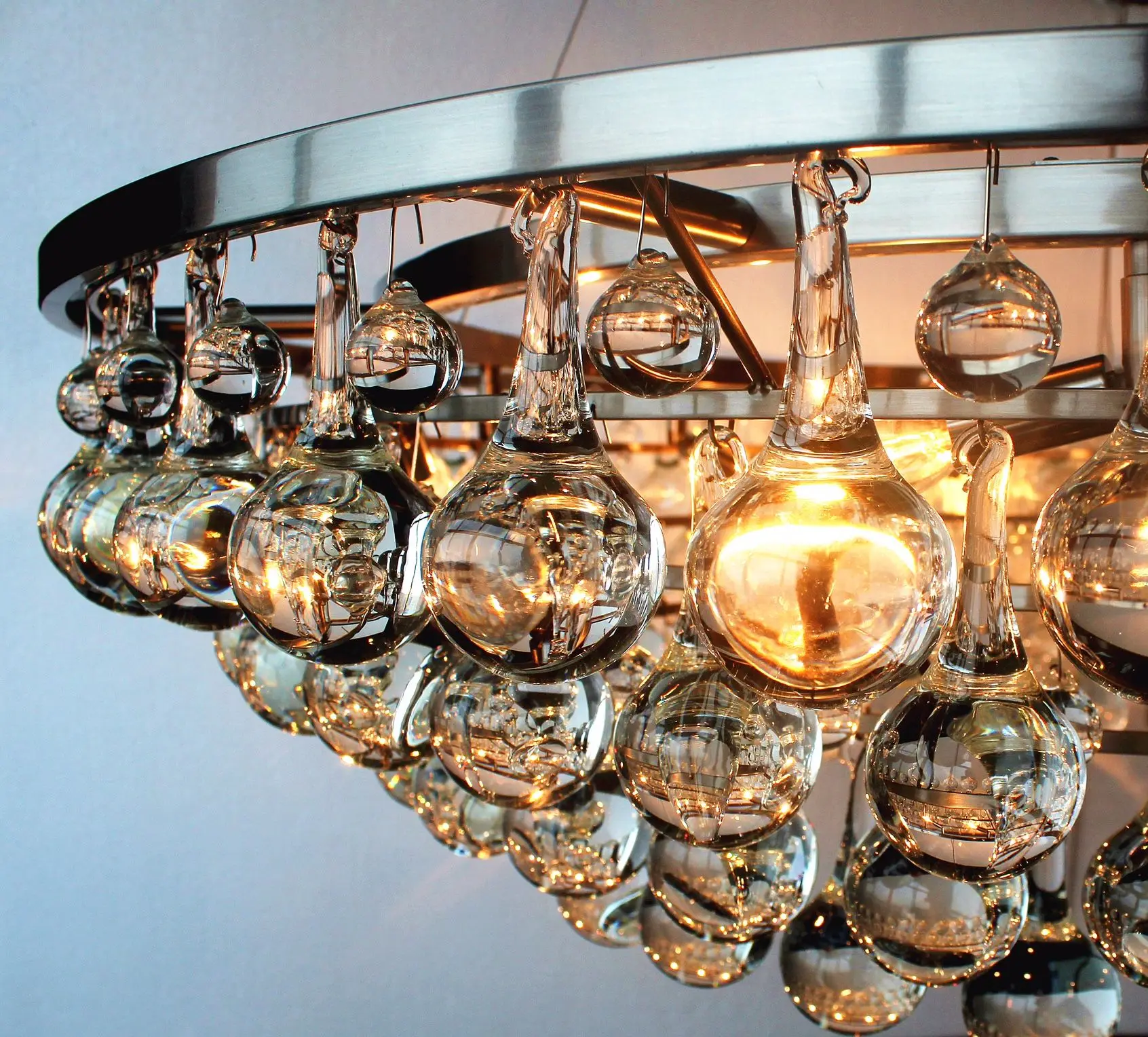 antique brass ball shape crystal drop chandelier for dinning room