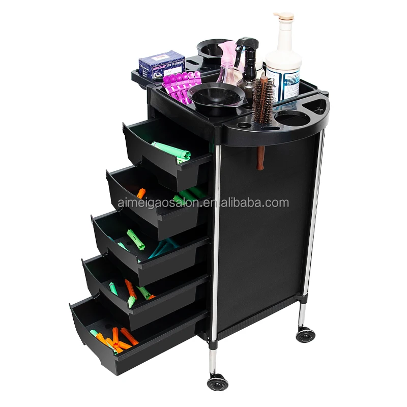 Hot Sales red Hair Salon Trolley Practical Mobile Trolley for Barber Shop Beauty Hairdresser Tool Cart Salon Furniture FT-04A