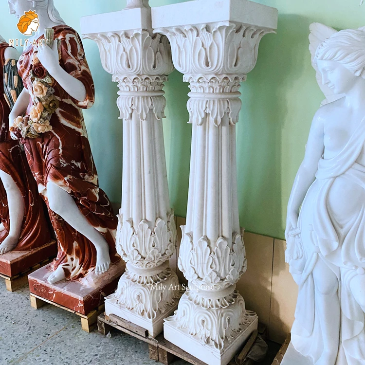 Customized Outdoor Natural Stone Marble Doorpost Gate Column Pillar