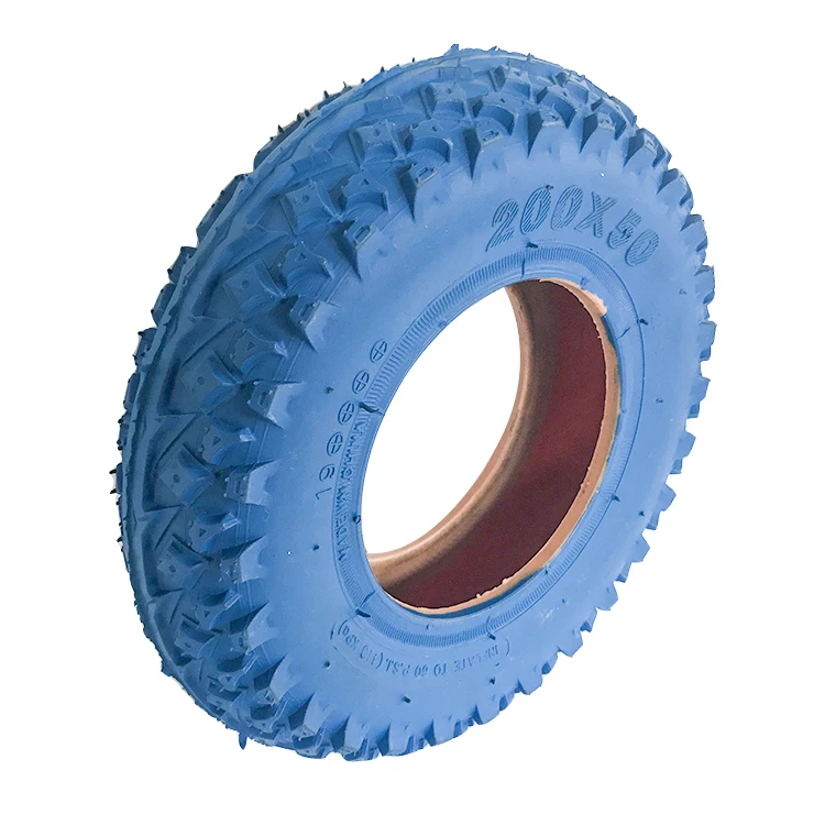 Wear Resistant 200x50 Electric Mountainboard Air Filled Blue Color Rubber Tire with Off-Road/Knobby Tread Tire for e Scooter