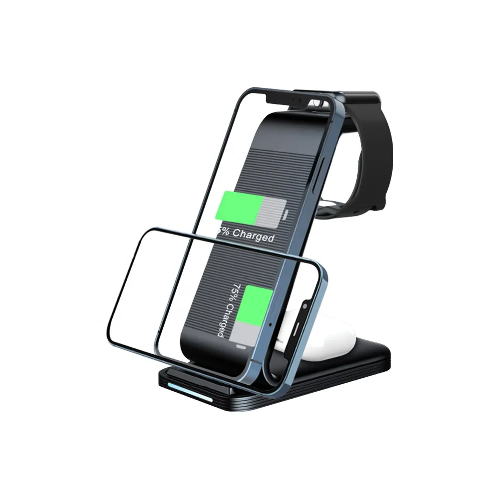 Amazon hot selling 3 in 1 Wireless Charger for iPhone i Watch Air Pods Wireless Charger Multi-function Stand wireless charger
