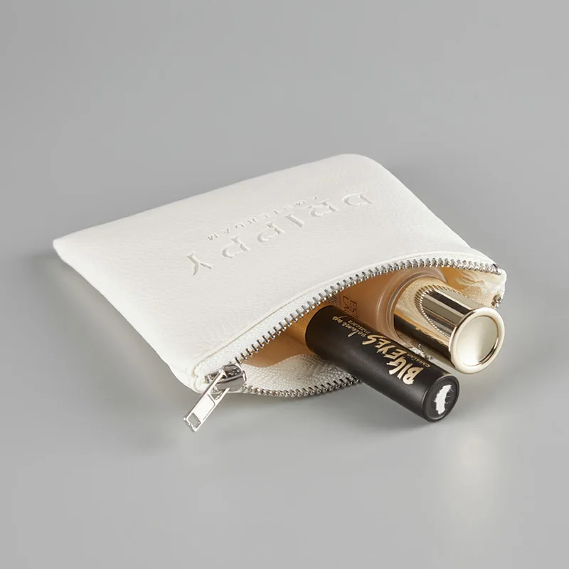 Customized Pu Leather Zipper Bag Fashion White Pu Leather Iron Zipper Purses and Handbags Wholesale Makeup Bag Jewelry Packaging