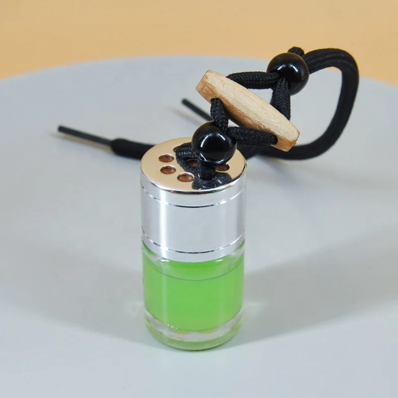 Mini cute 5ml 8ml 10ml 12ml 15ml round car perfume diffuser glass bottle with aluminum oxide wooden cap