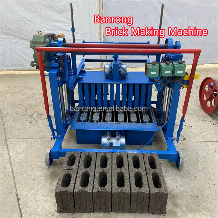 Household Bestseller BR2-45 Middle Mobile Concrete Hollow Block Brick Making Machine/Manual Diesel Brick Making Machine