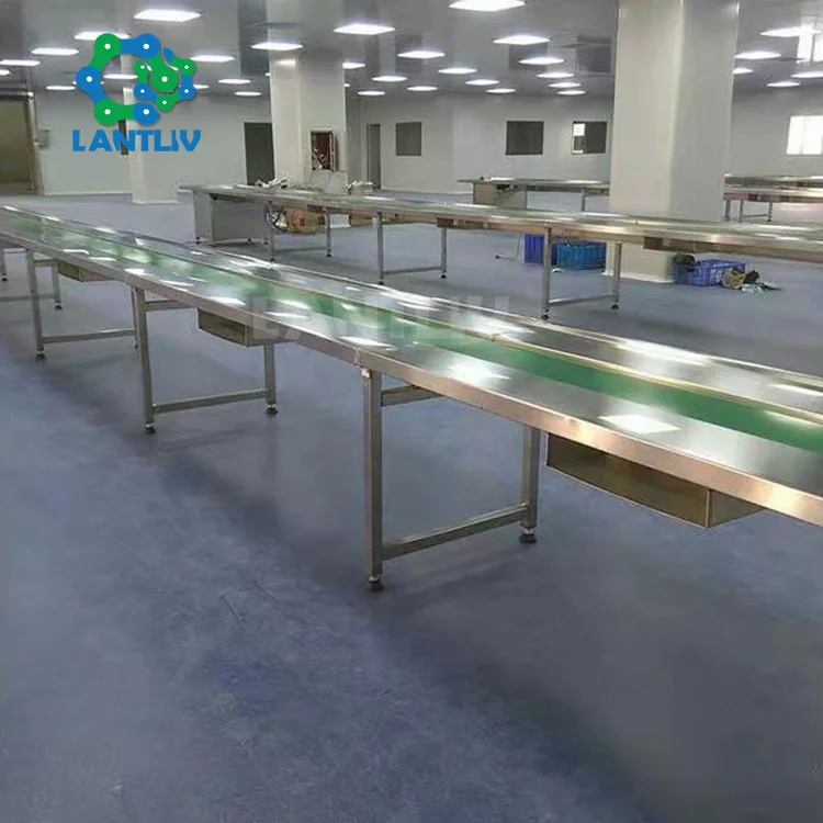 Flat Rubber PVC Belt Conveyor Cream Lotion Ointment Glass Bottles Plastic Tube Conveyor Belt System for Cosmetic Bottling Line