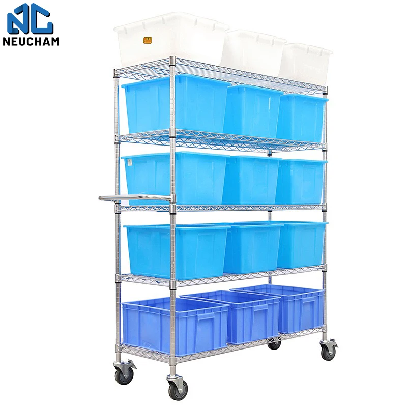 E-commerce warehouse transport truck 5 layers chrome plated picking cart sorting cart for logistic using