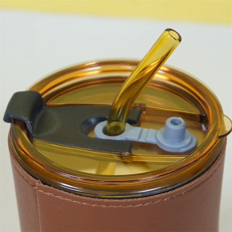 Accept Logo Customized New Design drinking glass coffee cup with straw and lid