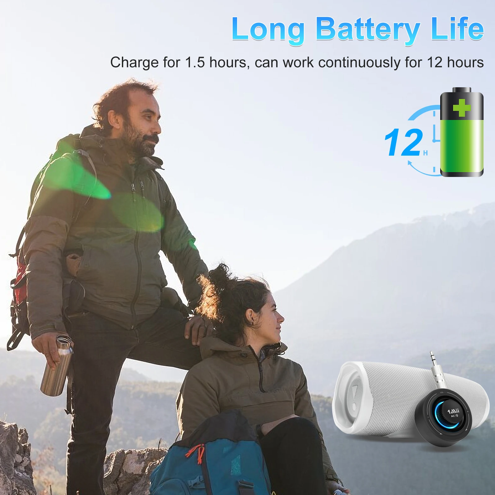 1Mii Car Bluetooth Receivers Bluetooth 5.2 AUX Adapter 12H Playing Wireless Audio Receiver for Car/Speaker/MP3/Wired Headphones