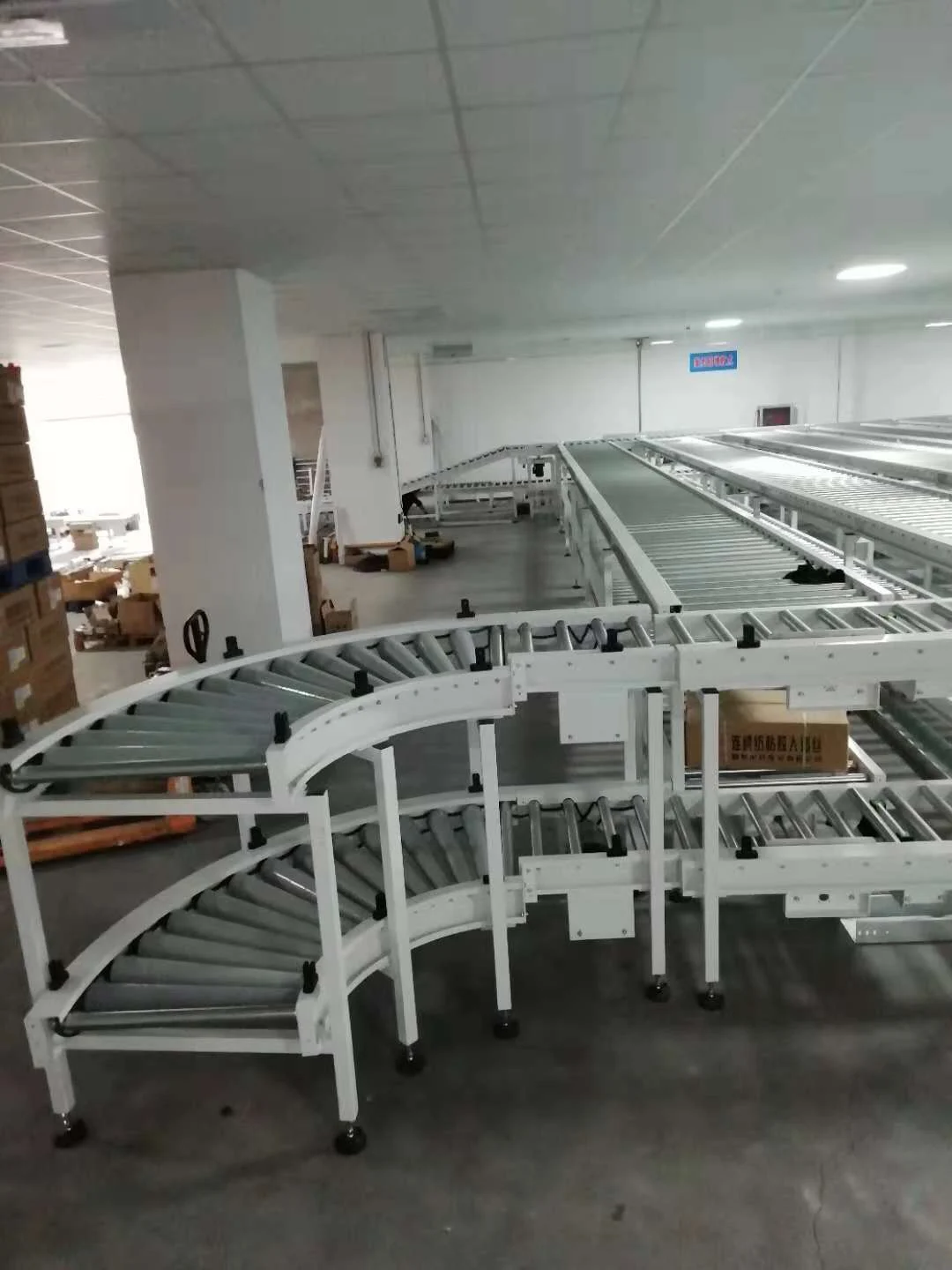 mild steel structure curved roller conveyor in 90 degree 180 degree