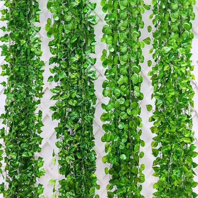 Wholesale Cheap 2m Artificial Plant Grape Vine Money Plant Twining Vines Artificial Green Plants Indoor Wedding Decor
