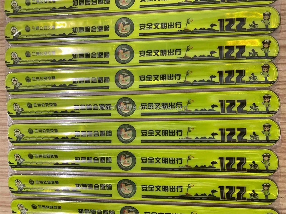 CMYK Custom EN-17353 Eco-friendly Hi Vis Reflective Snap Band Ankle Armband Reflex Wristband