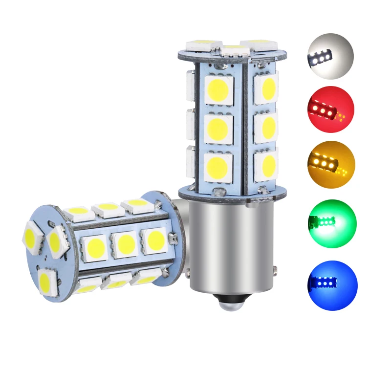  Factory S25 car led 18SMD 5050 LED Car parts 1156 1157 auto brake turn signal light bulb 12V 24V Yellow Red