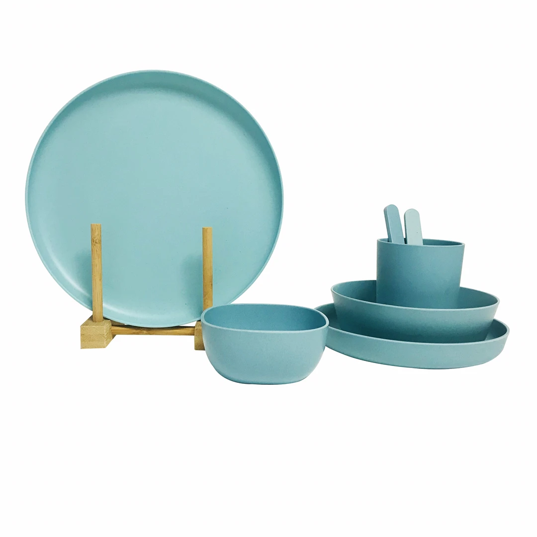 Handmade Natural Solid Multicolored Bamboo Fibre Tableware Biodegradable Dinnerware Sets