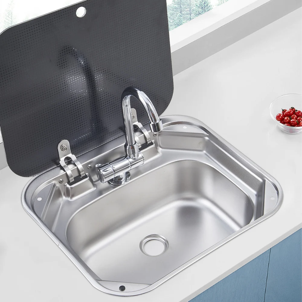 Factory Made Stainless Steel Rv Kitchen Sink Caravan Sink With Glass Cover