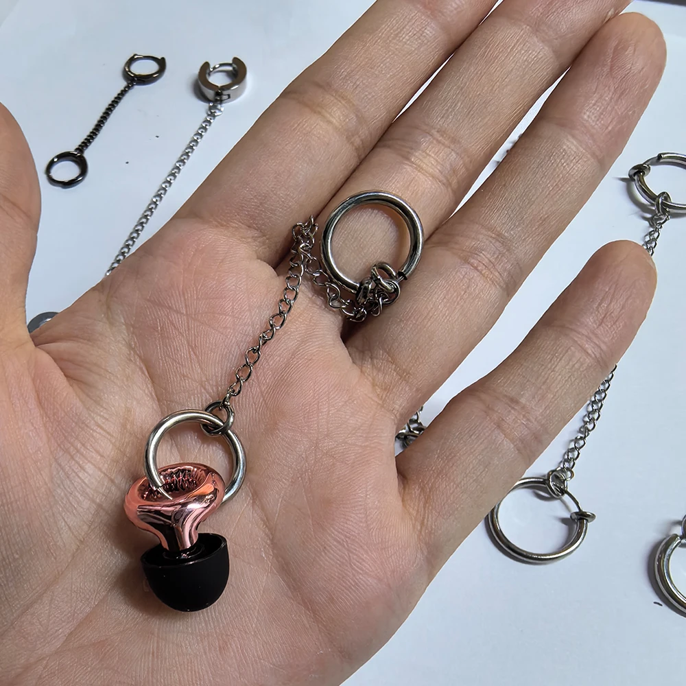 Earplug Earrings, Earplug Chain, Earplug Holder, Chain Earrings, Double Piercing Earrings