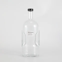 Rounded 1750 ml Flint Liquor Glass Bottle for Bordeaux Vodka with Pinch Grip Handle 33-400 TE Neck