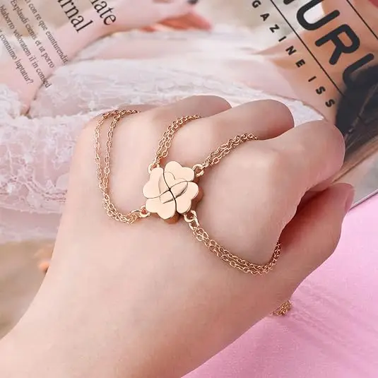 Women Trendy Jewelry 2025 Friendship 4Best Friend 4 Bff Silver Clover Metal Alloy Necklaces for 4 Girls
