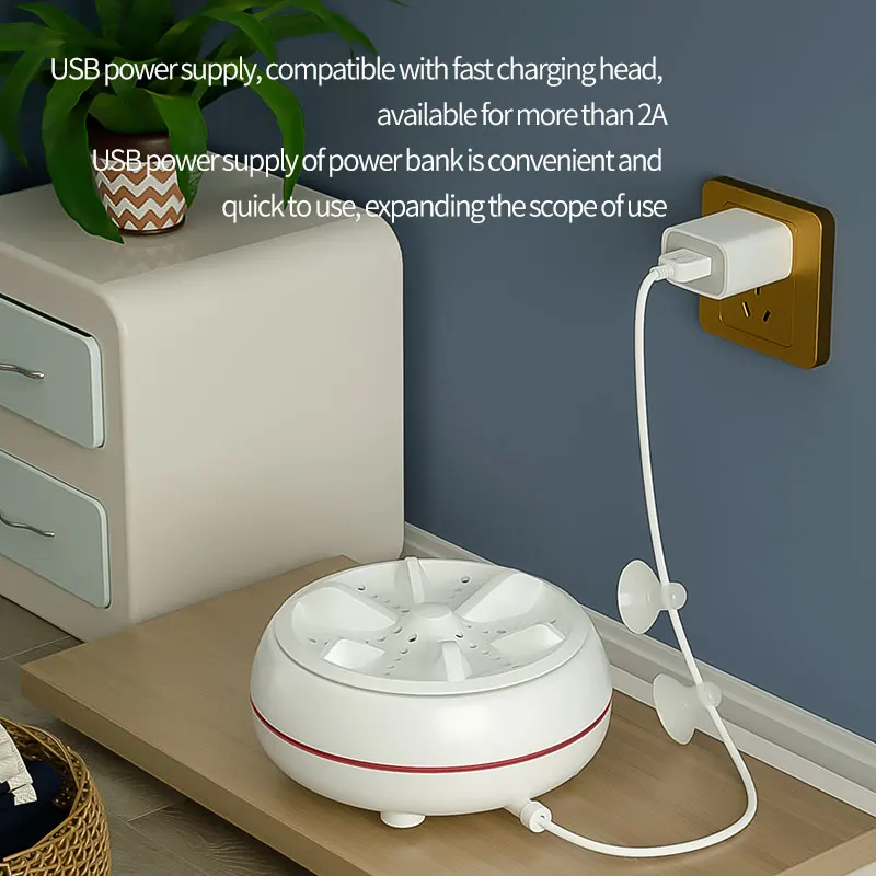 Small mini ultrasonic rotary washing machine turbine portable lazy cleaning machine washing artifact