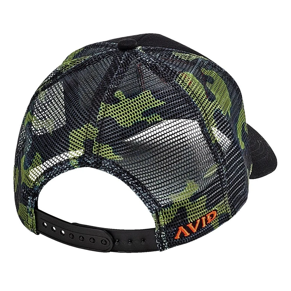 custom wholesale yupoong outdoor sports hip hop style curved brim  camo camouflage mesh black trucker hat
