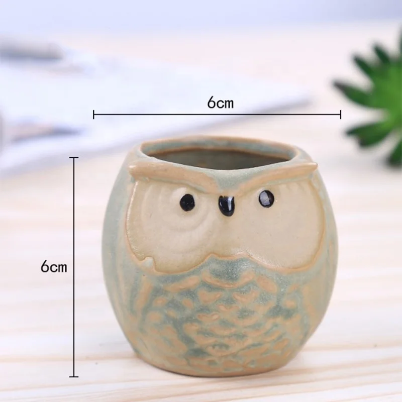 ceramic mini  owl porcelain flower pot planter for home decoration