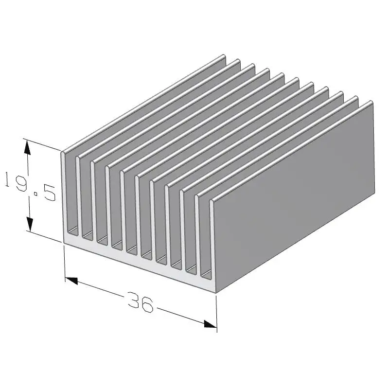 Aluminum heatsink profile Extruded heatsink aluminum 36(W)*19.5(H)mm