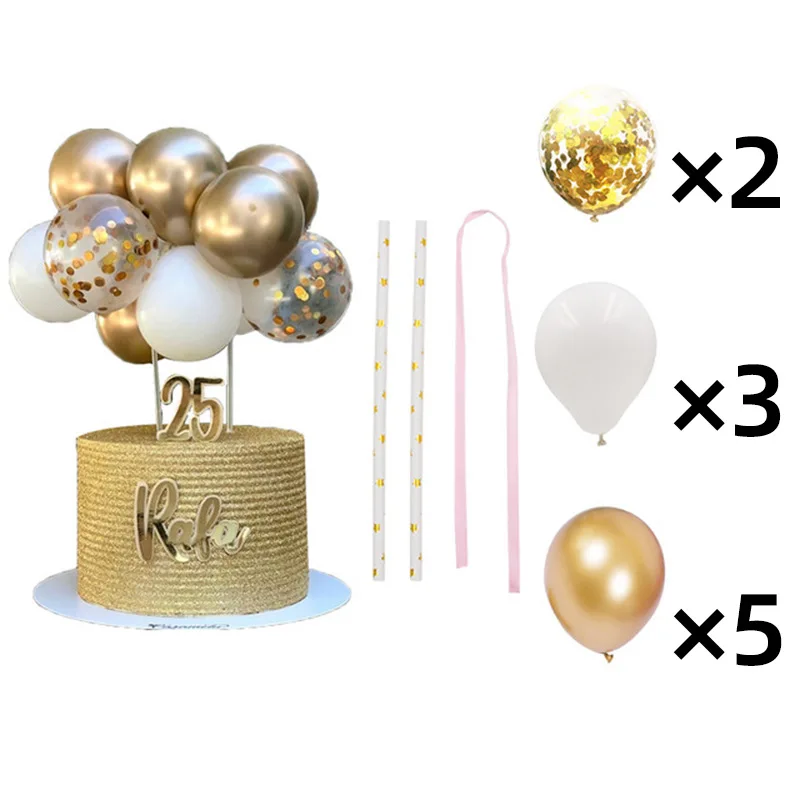 Wholesale Cupcake Topper 5 inch Latex Confetti Balloons For Cake Happy Birthday Home Party Supplies Decoration