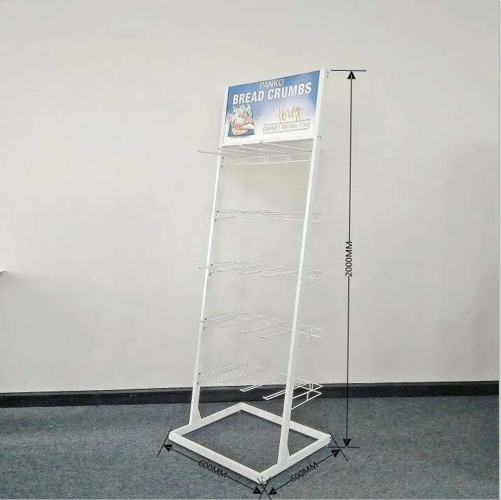 retail store shop supermarket  floor metal wire sauce spices product display shelves stand rack
